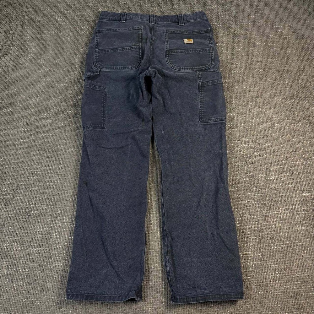 Carhartt Carpenter Pants Mens 32x30 Faded Navy Blue Distressed Relaxed Fit